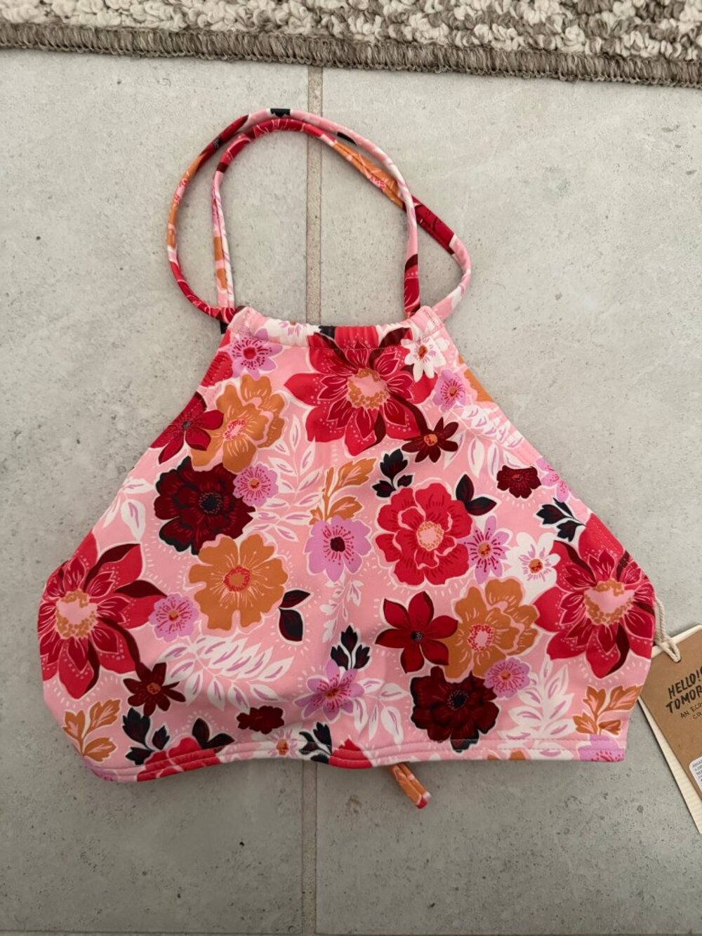 Billabong "A Dream Away" High Neck Bikini Top Floral Multi Women's Size 12